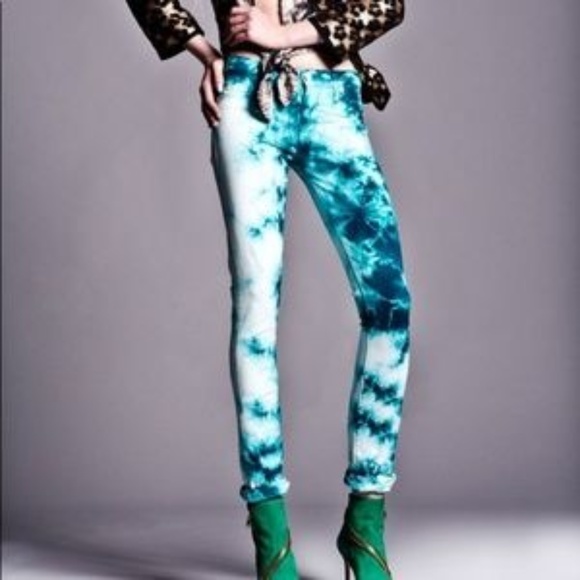 Hudson Jeans Denim - Hudson Turquoise & White Tie Dye Tilda Jeans 26